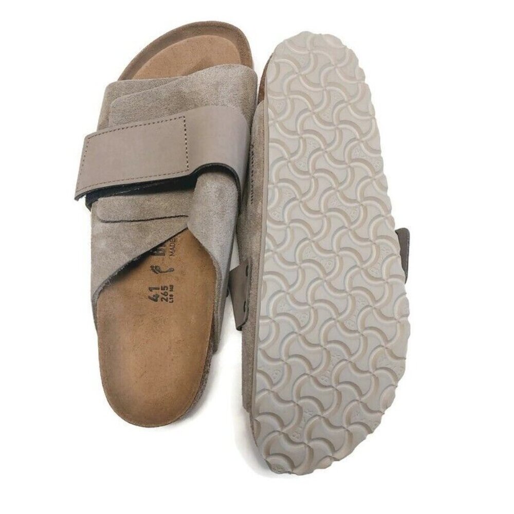 Birkenstock Kyoto Nubuck Suede Leather Sandals Womens 10 Mens 8 Taupe - Picture 8 of 10